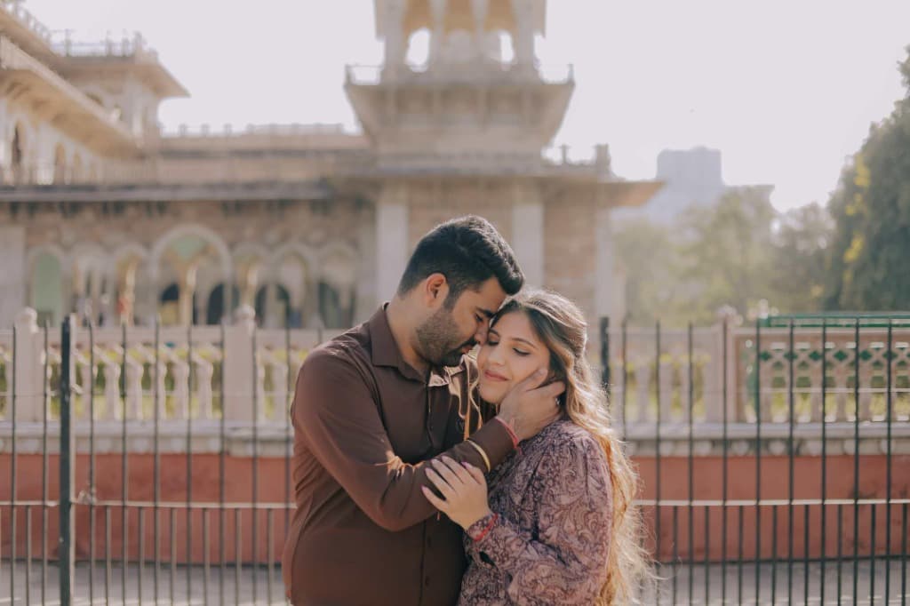 Candid Couple Groom Holding Bride Face